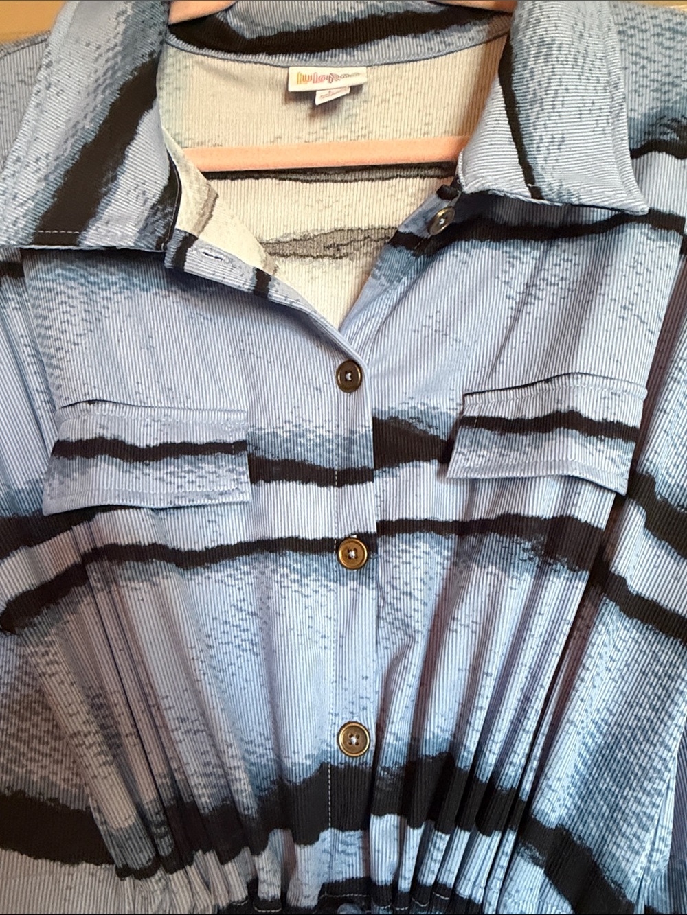 Lularoe Blue Striped Button-Front Shirt Dress Size Large